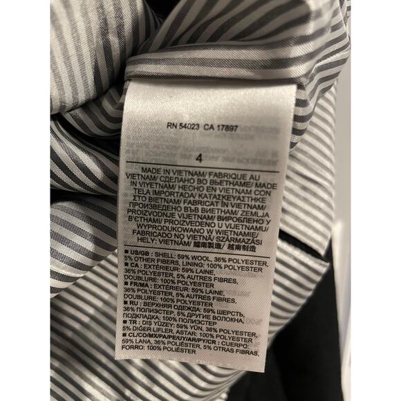 Banana Republic Jacket Womens 4 Black Wool Hacking Blazer Elbow Patch Lined - Picture 4 of 9